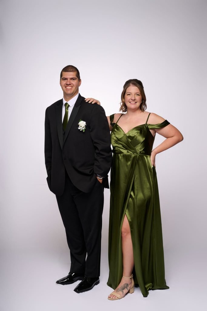 Wedding guest portrait on a white seamless backdrop at Andrea and Hugh's wedding