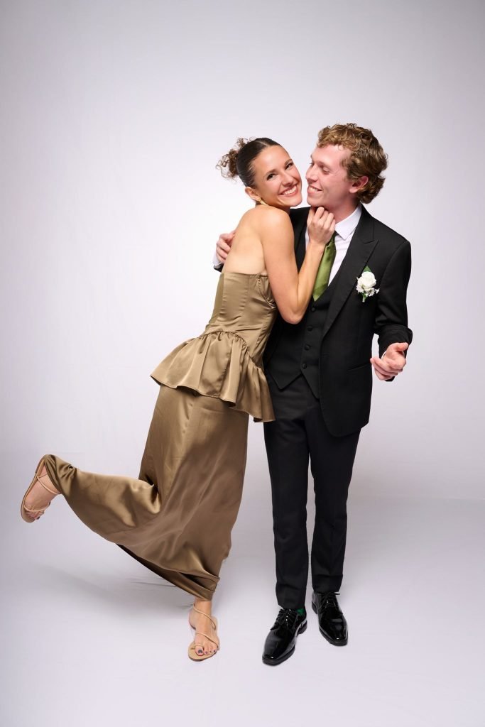 Wedding guest portrait on a white seamless backdrop at Andrea and Hugh's wedding