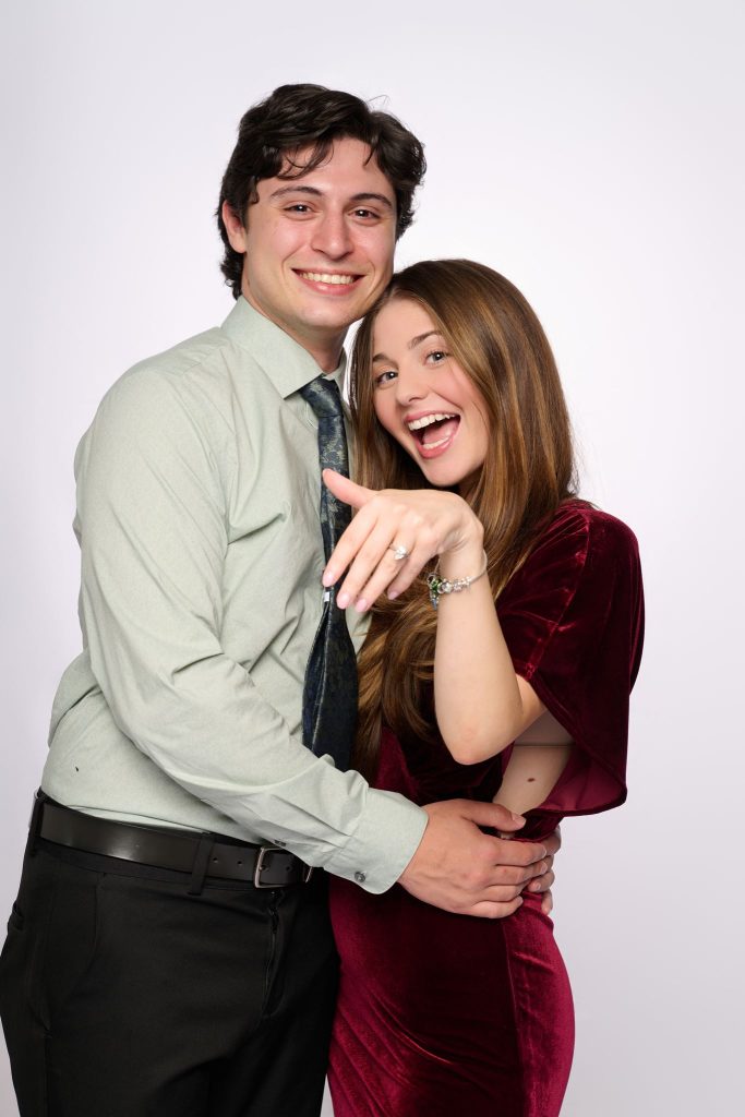 Wedding guest portrait on a white seamless backdrop at Andrea and Hugh's wedding