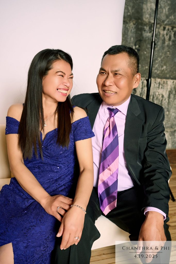 Wedding guest portrait on the Portrait Lounge sofa set at Chanthra and Phi's wedding