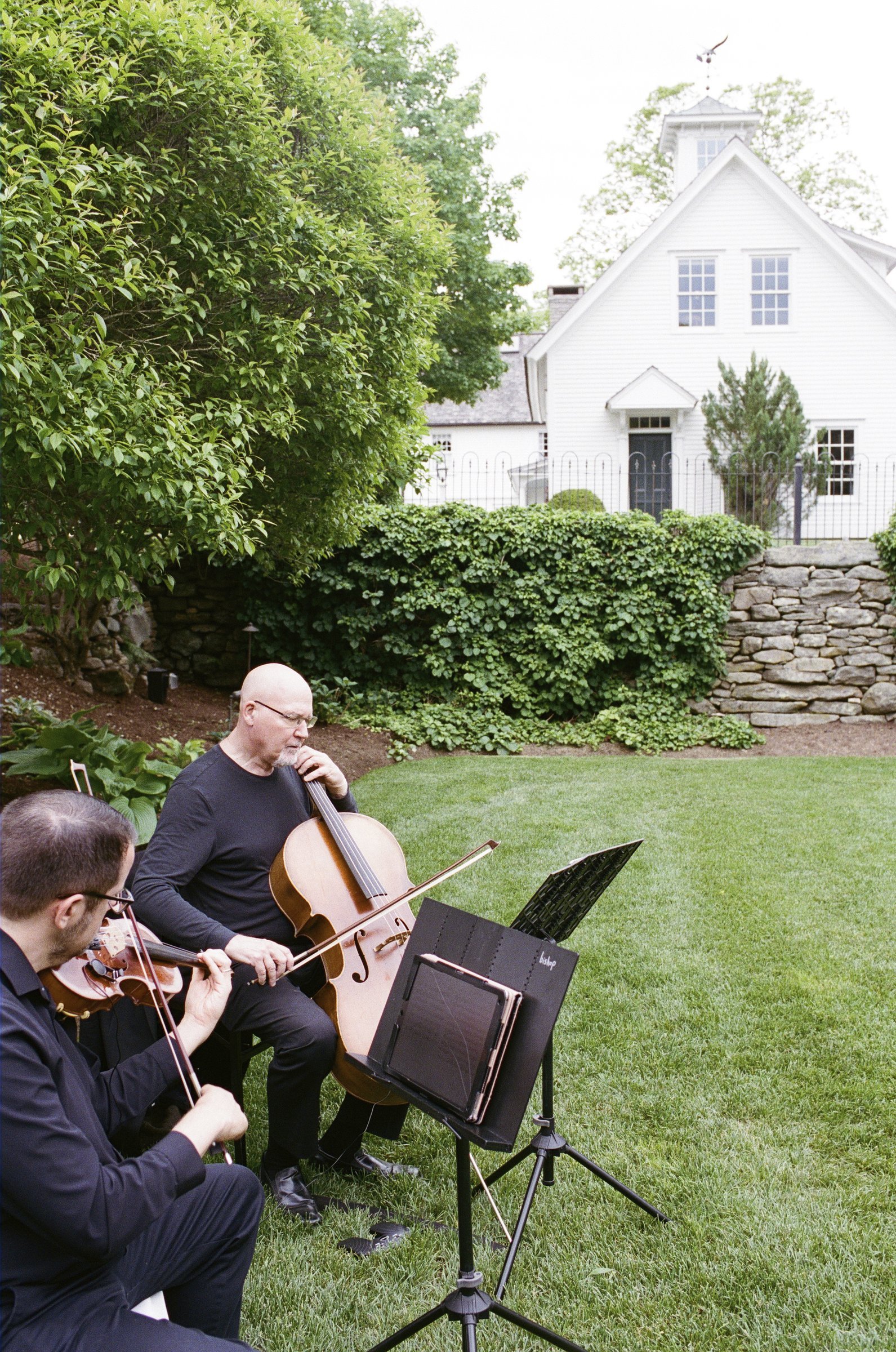 The string musicians playing at the ceremony